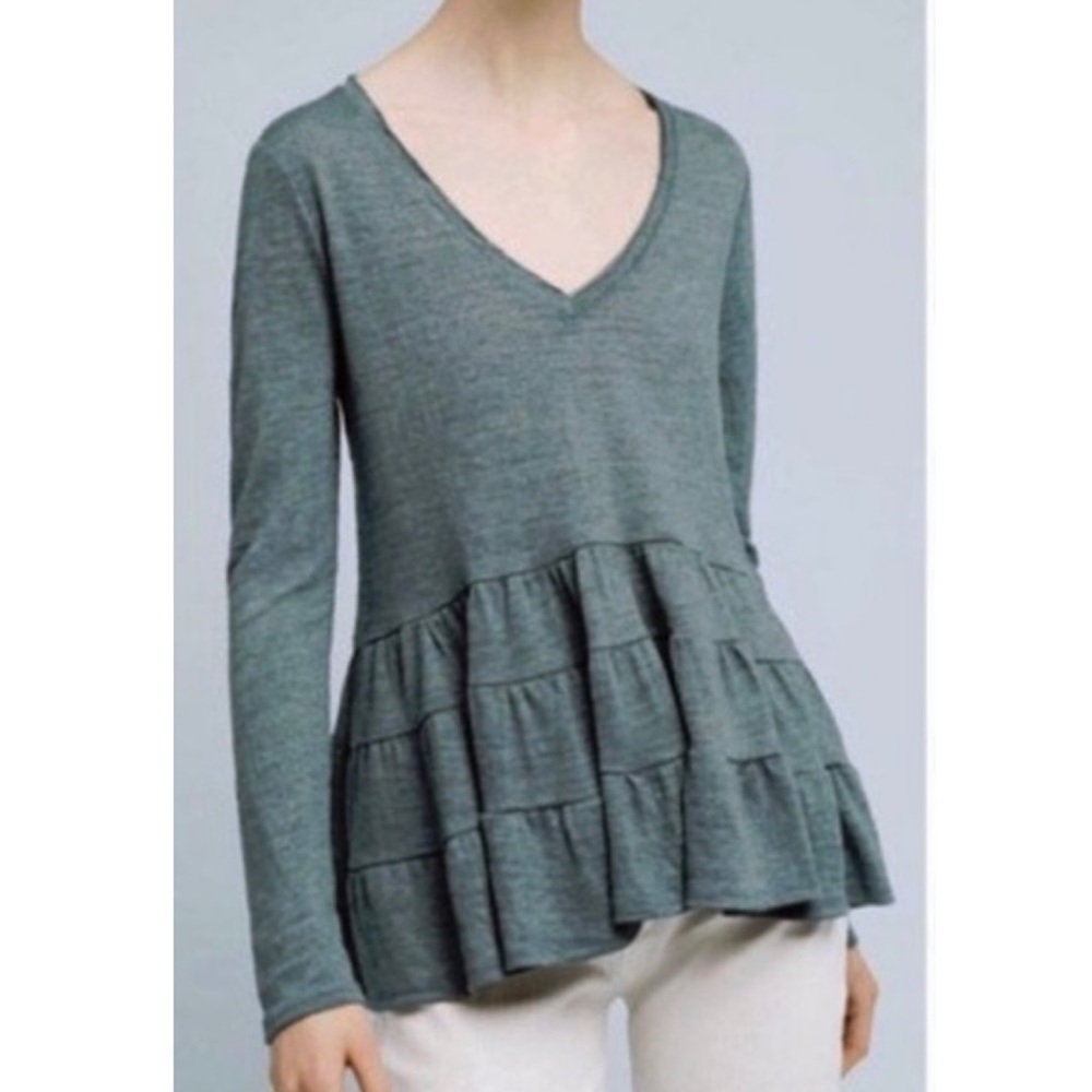 Anthropologie Deletta Thea Ruffled Peplum Top Size Medium